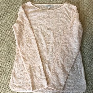 Ann Taylor LOFT Blush Lace Top Size XS